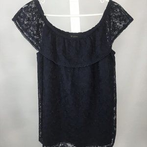 Navy Lace Top